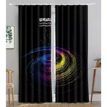 Технология Частица Вихрь Свет Линия Затемняющие Оконные Шторы для Гостиной Спальни Ванной Кухни Дверь Шкафа Декор Крючки W50 X H130(CM)X2&Hook