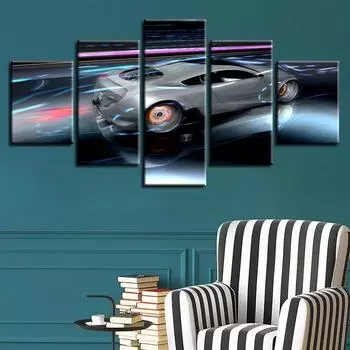 Технология Концепция Спортивный автомобиль Современный холст HD Печать Постеры Домашний декор Настенные художественные картины 5 шт. Художественные картины без рамки 20x35cm*2 20x45cm*2 20x55cm*1 No Frame