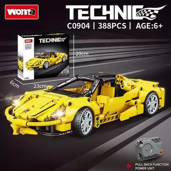 Технология Патрульная машина Инерционный спортивный автомобиль Мальчик Собранный строительный блок Игрушка Подарок учебному заведению