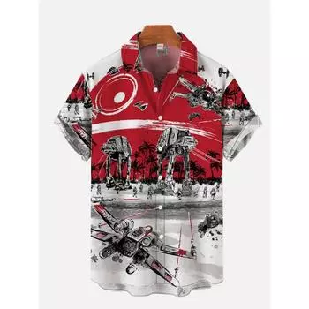Технология Психоделический вездеходный бронированный шагающий робот 3D-принт гавайские рубашки для мужчин и женщин модная пляжная рубашка блузка больших размеров S