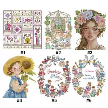 Teilweise besticktes ko-Baumwollgarn 14 CT Bedrucktes Mdchen-Kreuzstichset DE RA675