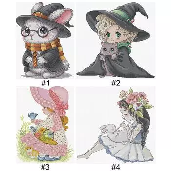 Teilweise besticktes ko-Baumwollgarn 14 CT besticktes Mdchen-Kreuzstichset / DB054