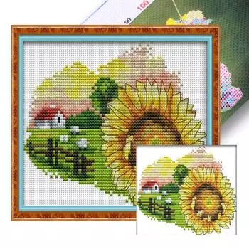 Teilweise besticktes ko-Baumwollgarn 14-Krat-gedrucktes Blumen-Kreuzstichset D H637