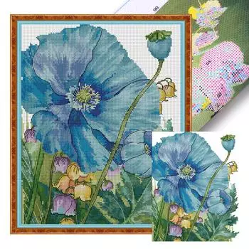 Teilweise besticktes ko-Baumwollgarn 14-Krat-gedrucktes Blumen-Kreuzstichset J800