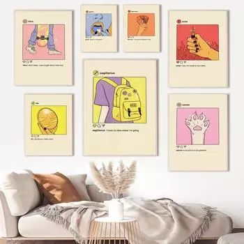 Телец Лев Дева Скорпион Овен Зодиак Астрология плакат на скандинавскую тему настенная живопись с принтом на холсте настенные панно для декора гостиной A4 21X30cm No Framed