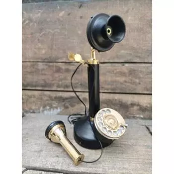 Телефон-подсвечник Черный, золотой и полный золотой винтажный стационарный латунный телефон Античный поворотный циферблат для стола чёрный
