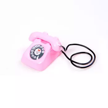 Телефон в ретро стиле для кукольного домика розовый