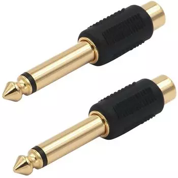 Телефонный адаптер-переходник «папа» в «мама» RCA, позолоченный аудиоадаптер, разъем-переходник, аудиоразъем, переходник, разъем RCA, 2 шт., 6,35 мм