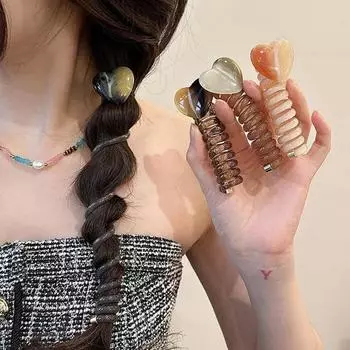 Телефонный шнур, прямые спиральные волосы, сердце, хвост, декор, кольцо для волос, галстук, коса, фиксированные волосы