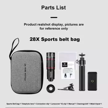 Телеобъектив для телефона 28X, 4K HD, монокулярный телескоп для телефона со штативом, универсальный зажим для мобильного телефона, зум-объективы для смартфонов standard