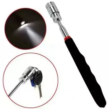 Telescopic Magnetic Iron Suction Rod with LED Light Metal Pick-up Tool DIY Strong Magnetic Metal Screw Suction Rod Pick-up Tool