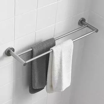Телескопический вешалка для полотенец, прочный, нержавеющий, регулируемый держатель из нержавеющей стали 304, настенная полка, аксессуары для ванной комнаты Single Layer чёрный