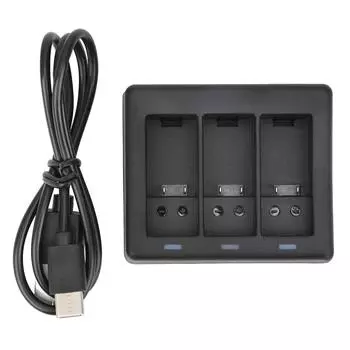 TELESIN 3-стороннее зарядное устройство со светодиодной подсветкой USB зарядный бокс для GoPro Hero 9