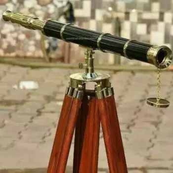 Телескоп из латуни с деревянной подставкой-треногой, стильная напольная подзорная труба 39 дюймов