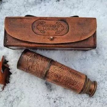 Телескоп из латуни с кожаным футляром, старинная морская подзорная труба в морском стиле