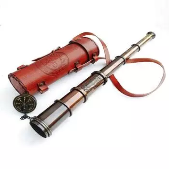 Телескоп из латуни, старинный телескоп ручной работы, старинный телескоп с кожаным футляром, как