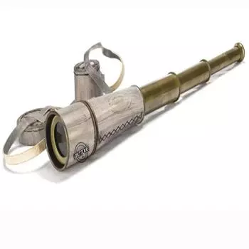 Телескоп капитанский из латуни со стеклянной оптикой, высокое увеличение, кожаный чехол, винтажные пиратские навигационные подарки как