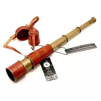 Телескоп KELVIN & HUGHES Brass с кожаным футляром для переноски Spyglass Maritime 47 см Телескоп Подарок на день рождения, Подарок на годовщину, Подарок на Рождество