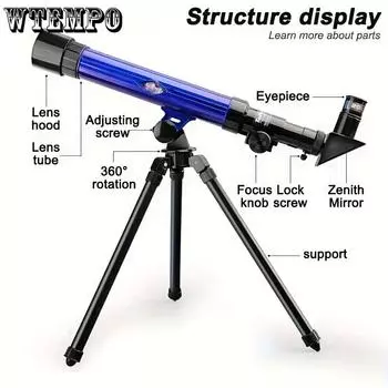 Телескоп Linkbest Kids Telescope 30X — алюминиевый сплав, ручная фокусировка, окуляр 60 мм — портативный астрономический телескоп для наблюдения за Луной, планетами и космосом Telescope-2101