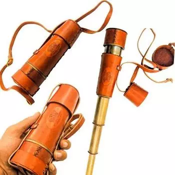 Телескоп Marine Brass Telescope с кожаным чехлом, подарок на день рождения