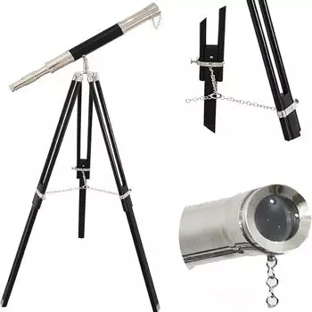 Телескоп Marine Chrome Brass с черной кожей, коричневый штатив – 119,38 см как