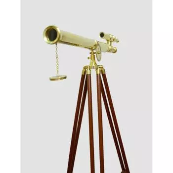 Телескоп Marine Harbour Master Spyglass, деревянная подставка для штатива, антикварный телескоп военно-морского флота, напольный латунный телескоп, двойной ствол, 40 дюймов золотой