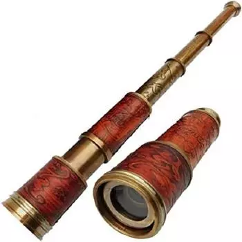 Телескоп Marine Nautical Hand Pirate Brass Carving Telescope поставляется с кожаным футляром