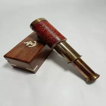 Телескоп ручной работы из латуни 15 см - старинный морской телескоп с деревянным ящиком для хранения как