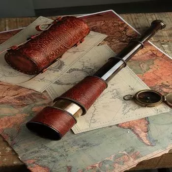 Телескоп ручной работы, резьба по полукоже, 50,8 см, функциональная винтажная копия латунного морского антикварного телескопа-подзорной трубы