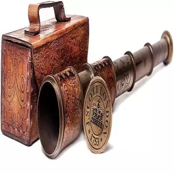 Телескоп с гравировкой из латуни - 40,64 см с футляром из штампованной кожи как