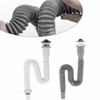 Телескопическая 350-800 мм сливная труба для раковины Фильтр для воды для раковины Сливная труба Сливная труба Интегрированный сливной соединитель серый