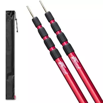 Телескопическая алюминиевая стойка для палатки FIELDOOR, диаметр 32 мм, плавная регулировка, в комплект входит 2 сумки для хранения, плавная регулировка, тип качания, простая регулировка высоты красный