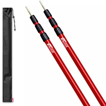 Телескопическая алюминиевая стойка для палатки FIELDOOR, диаметр 28 мм, плавная регулировка, комплект из 2 шт., сумка для хранения, поворотный тип, простая регулировка высоты, просто поверните красный