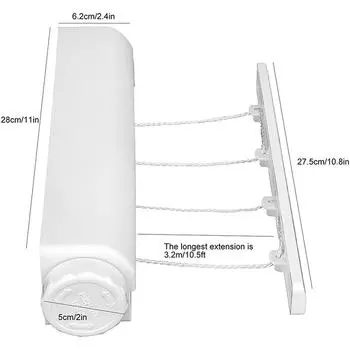 Телескопическая бельевая веревка телескопическая настенная бельевая веревка для дома и улицы вешалка для белья белый