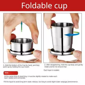 Телескопическая чашка из нержавеющей стали, складная чашка, чашка для мытья на открытом воздухе, портативная креативная бутылка Que, мини-маленькая чашка Foldable cup 75 ML