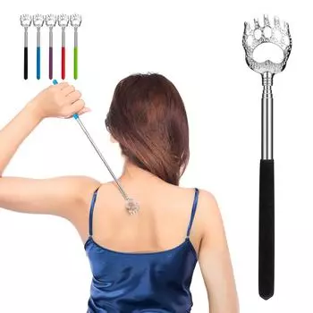 Телескопическая чесалка для спины Bear Claw, массажер для спины из нержавеющей стали, портативный инструмент для чесания рук чёрный