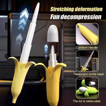Телескопическая игрушка-банан, выдвижной банан, длинный меч, снятие стресса, растягивающийся воин темно-зеленого