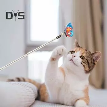Телескопическая игрушка-палочка для кошек с колокольчиком. Выдвижная интерактивная палочка для котенка. Палка-бабочка для кошек. Забавный заклинатель кошек для домашних кошек.