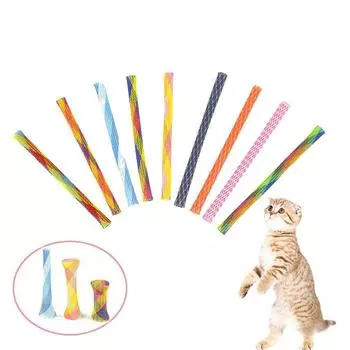 Телескопическая игрушка-пружинка для котят, игрушки для тренировок с кошкой, товары для животных, жевательная игрушка для обучения, игрушка для прыжков с кошкой 10PCS