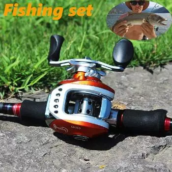 Телескопическая комбинированная удочка Lura с рыболовной катушкой и набором рыболовных снастей для пресной воды 2.1m-left reel оранжевый