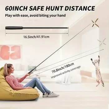 Телескопическая кошачья удочка, четырехсекционная телескопическая удлиненная кошачья игрушка, товары для животных Telescopic cat teaser stick