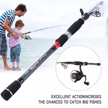 Телескопическая красная удочка из углеродного волокна для морской/пресноводной рыбалки Портативная удочка 1.8m