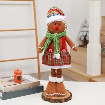 Телескопическая кукла пряничный человечек, стоящая плюшевая кукла пряничный человечек с выдвижными ногами