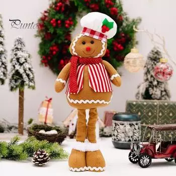 Телескопическая кукла пряничный человечек, стоящая плюшевая кукла пряничный человечек с выдвижными ногами, плюшевый пряничный человечек для мальчиков и девочек, праздничный декор для дома