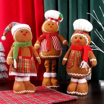 Телескопическая кукла пряничный человечек, стоящая плюшевая кукла пряничный человечек с выдвижными ногами, мягкая