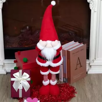 Телескопическая кукла Рождественская кукла Украшения Мультяшный вязаный стиль Старик Снеговик Лось Декоративные украшения One Size