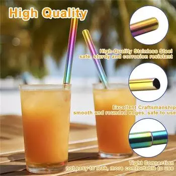 Телескопическая металлическая соломинка для питья, складная многоразовая соломинка, портативная соломинка из нержавеющей стали с футляром и щеткой для путешествий на открытом воздухе чёрный