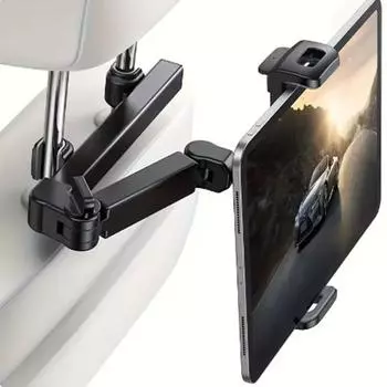 Телескопическая подставка для заднего сиденья автомобиля, крепление для подголовника, подушка для заднего сиденья автомобиля, держатель для телефона на заднее сиденье Style 2 чёрный