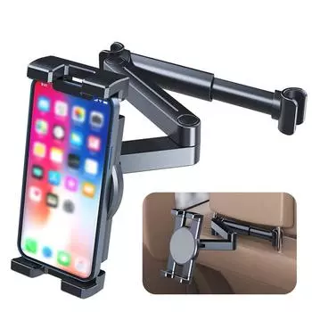 Телескопическая подушка для заднего сиденья автомобиля, держатель для телефона, планшета, вращающаяся подставка для заднего сиденья автомобиля, кронштейн для подголовника для телефона, планшета 4,7–10 дюймов серый