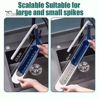 Телескопическая полка для хранения раковины, универсальная, простая установка, вентилируемая кухонная сушилка для посуды, выдвижной держатель для губки жёлтый